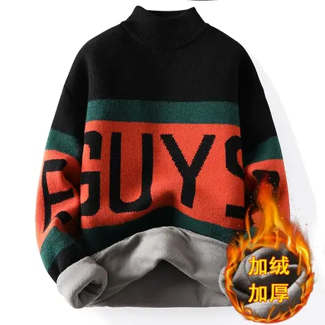 青少年男孩加厚毛衣冬款胖大童13帅气14岁15初中学生打底12针织衫商品大图