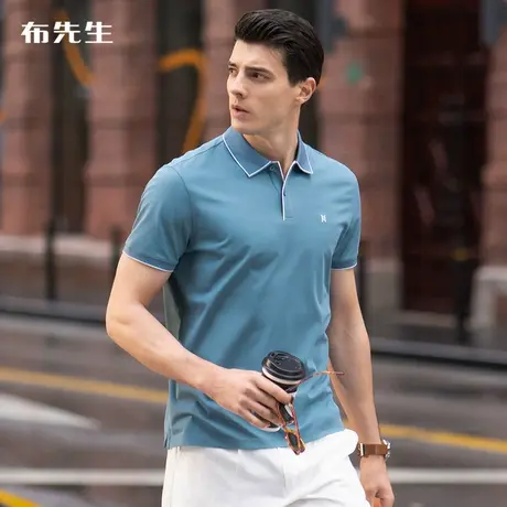 MrBu布先生时尚色织微撞色Polo夏新品轻奢丝光棉翻领男T恤AT11778商品大图
