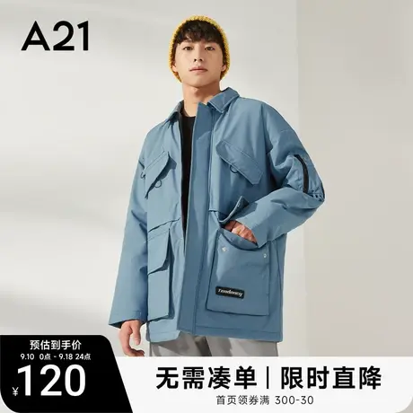 A21秋冬新款男装宽松外套工装风棉服潮牌男士保暖棉衣黑色图片