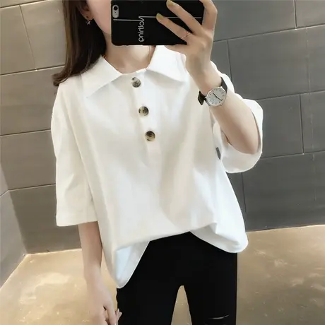 纯棉短袖T恤女装宽松2023年新款秋季洋气中长款设计感打底衫爆款商品大图