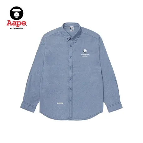 Aape旗舰店男装春夏猿颜徽章字母刺绣宽松长袖衬衫8432XXK商品大图