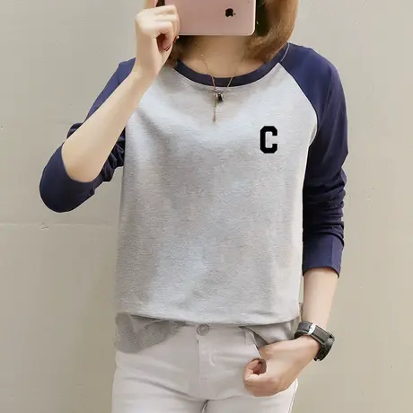 纯棉长袖t恤女韩版打底衫字母印花宽松内搭2022秋装新款洋气上衣商品大图