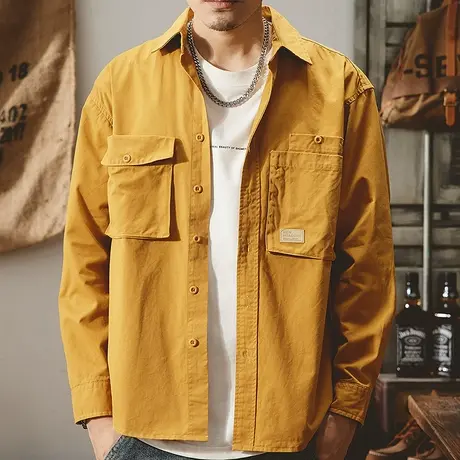 Modi Nick/摩帝尼克潮流宽松休闲男衬衫纯色百搭时尚男款帅气外套图片