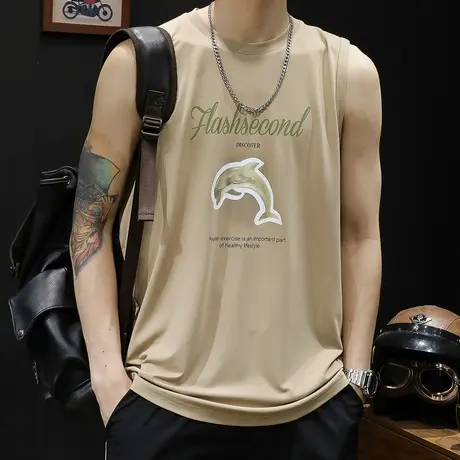 轻薄冰丝背心男夏季坎肩男士t恤无袖跨栏运动健身篮球男款大码潮图片