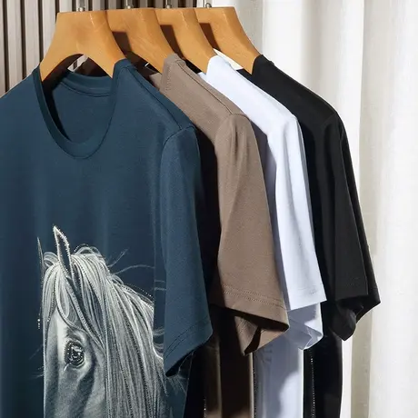 2023夏季新款冰丝薄款白色短袖男士T恤潮牌半袖男款打底衣服体恤商品大图