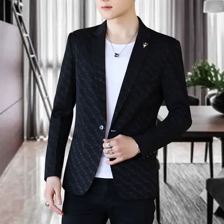 男士韩版修身西服男秋季帅气上衣个性小西装夜场男装休闲西装外套商品大图