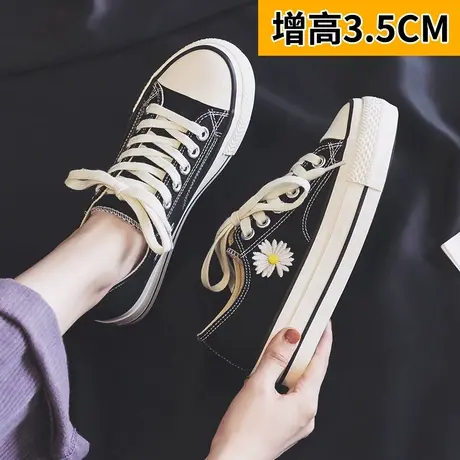 小雏菊帆布鞋女鞋2023新款夏季透气ulzzang百搭潮鞋厚底增高板鞋商品大图