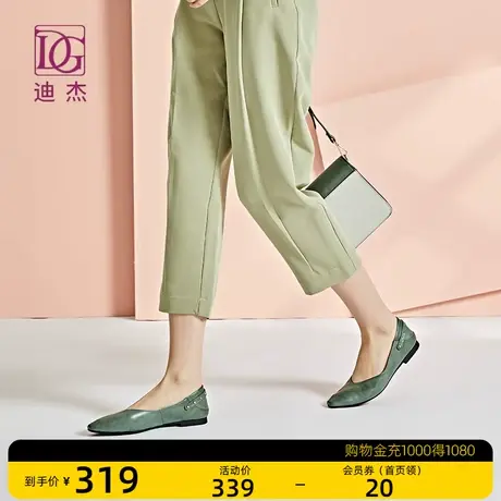 平底鞋女2023春季新款真皮欧美小方头低跟单鞋女浅口软底舒适女鞋商品大图