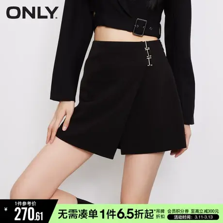 ONLY春季休闲纯色A字高腰显瘦短款休闲裤女|123115016商品大图