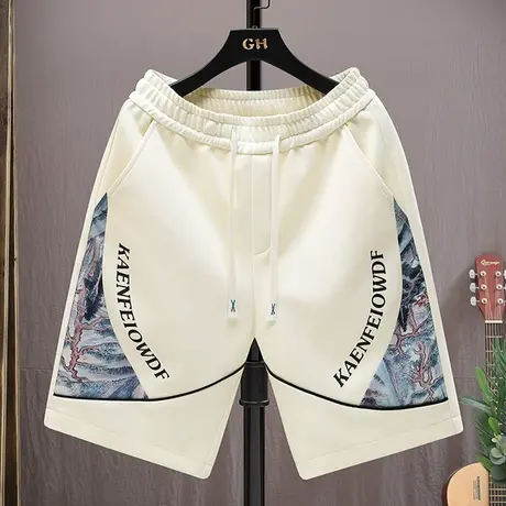 拼色运动短裤男士夏季薄款直筒沙滩裤子中国风潮流百搭五分休闲裤商品大图