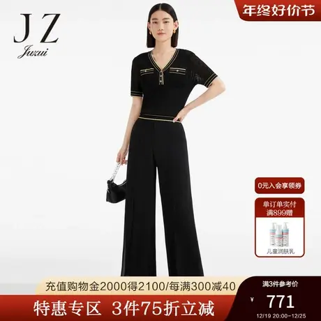 JZ玖姿商场同款桑蚕丝休闲裤女装2023夏季新款真丝裤子JWCX11015商品大图