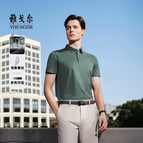 雅戈尔夏季男士短袖POLO抗菌商务翻领T恤图片