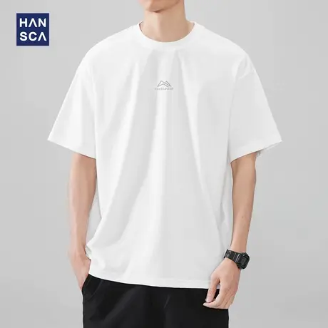 hansca 户外轻薄速干运动短袖T恤男款2025夏季宽松纯色高级感上衣商品大图