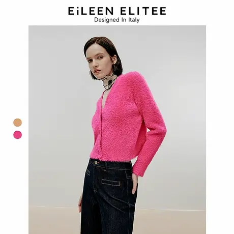 朗姿欧洲EiLEEN ELITEE法式时尚开衫上衣气质毛针织衫2024冬新款商品大图