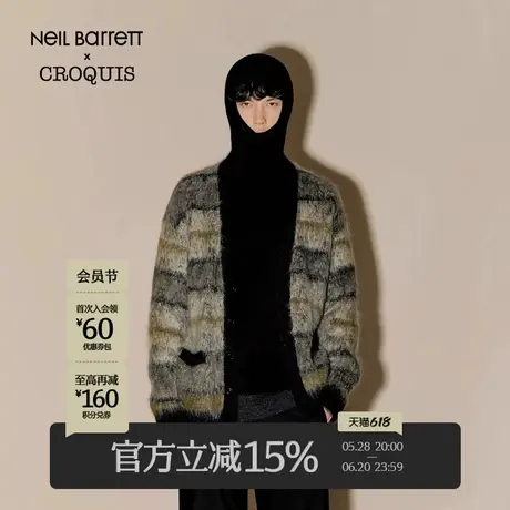 【Neil Barrett联名】速写男装秋冬新款休闲宽松毛衫开衫条纹外套商品大图