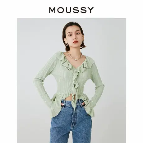 MOUSSY温柔清冷感薄荷漫波风花边针织开衫028HSZ70-0601商品大图
