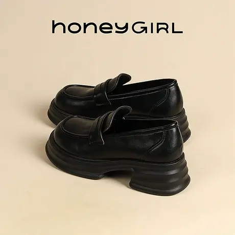 honeyGIRL厚底乐福小皮鞋女2025新款春夏季一脚蹬英伦风法式单鞋商品大图