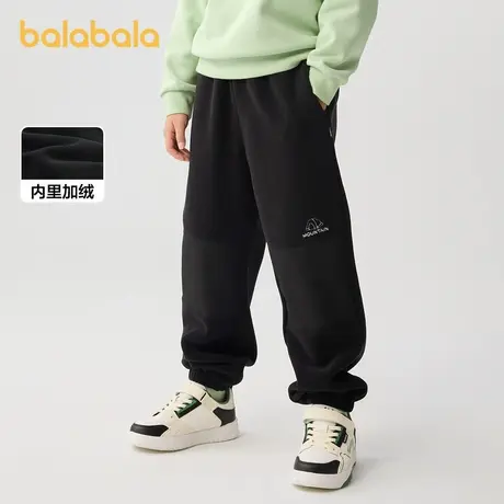 巴拉巴拉童装男童长裤加绒中大童裤子秋冬2025新款拼接摇粒绒潮酷商品大图