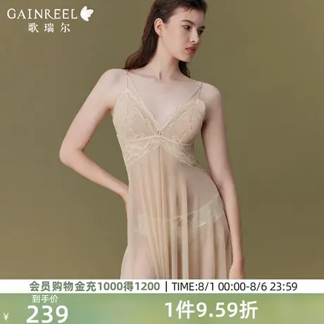 歌瑞尔深V睡裙透气轻纱睡衣女2025年春禁欲系蕾丝美背家居服图片
