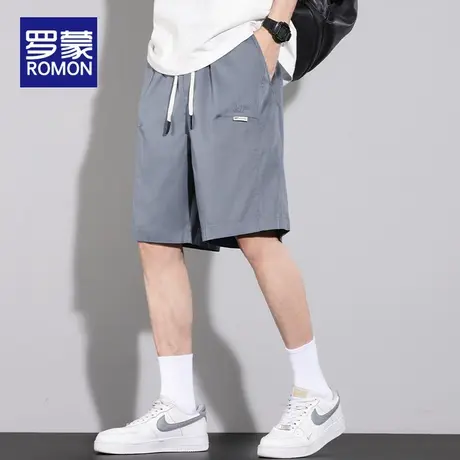 罗蒙男士天丝休闲短裤夏季2025新款宽松直筒男裤薄款百搭中裤男款商品大图
