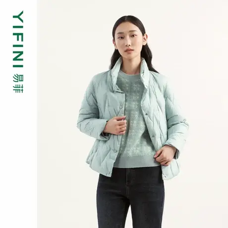 [专柜同款]Yifini/易菲白鹅绒保暖宽松短款羽绒服时尚百搭外套女商品大图