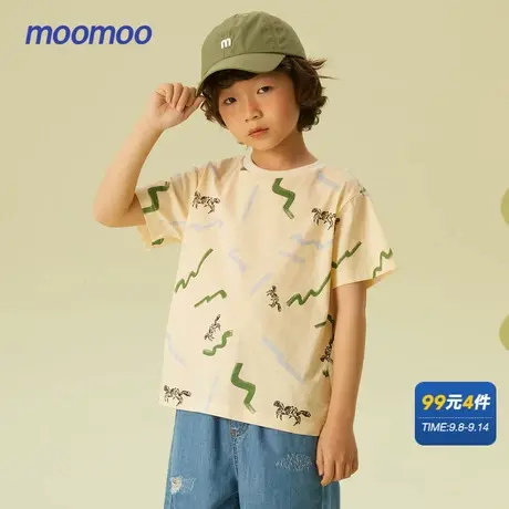 美特斯邦威童装短袖T恤男童夏季纯棉圆领印花针织上衣商品大图