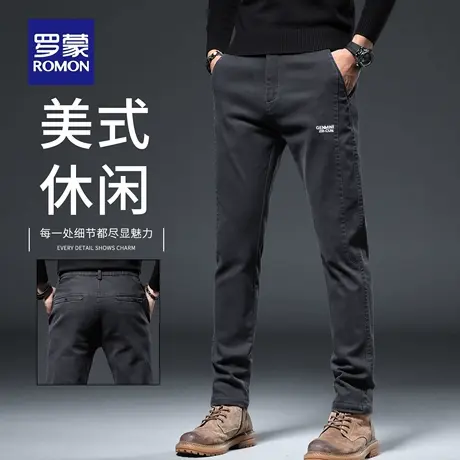 罗蒙潮流休闲裤男秋季新款直筒修身弹力西裤百搭商务长裤子男N1Z商品大图