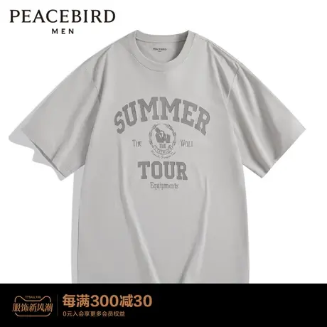【商场同款】太平鸟男装 夏季字母刺绣宽松短袖T恤男B3DAD2101图片
