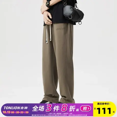 唐狮23春秋新款休闲裤子男运动裤潮牌美式高街复古宽松阔腿长裤图片