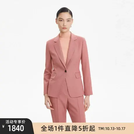 LANCY/朗姿秋季新款条纹长袖西服套装高级通勤商务西装女翻领商品大图