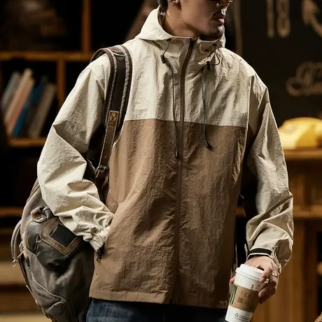 美式夹克男士外套春秋男装时尚男士宽松连帽外套长袖男潮流外套商品大图