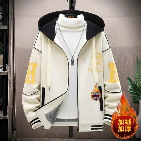 2023冬季新款夹克奥粒绒加绒加厚青少年时尚潮流百搭外套男学生潮商品大图