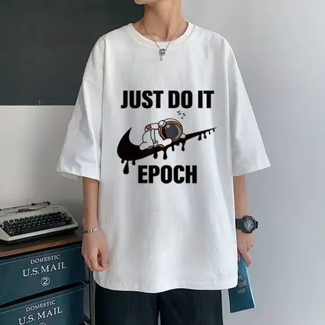 夏季新款港风短袖t恤男ins潮牌纯棉宽松半袖上衣创意字母印花体恤商品大图