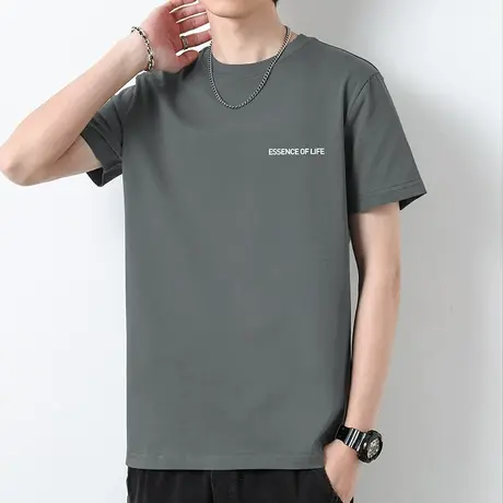 重磅纯棉短袖t恤男夏季上衣服潮流字母印花半袖液氨长绒棉打底衫商品大图