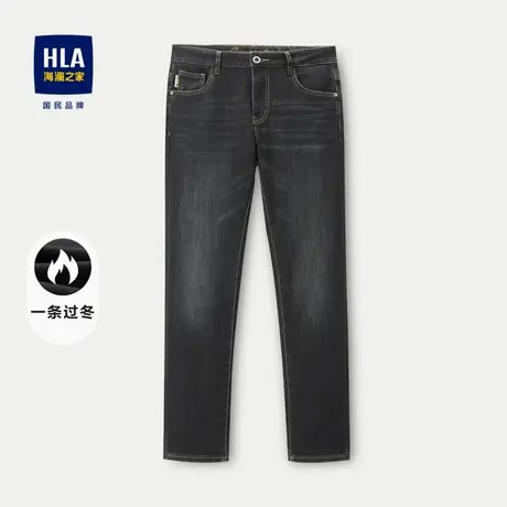 HLA/海澜之家一条过冬牛仔裤2023秋冬暖绒加厚五袋款裤子男商品大图