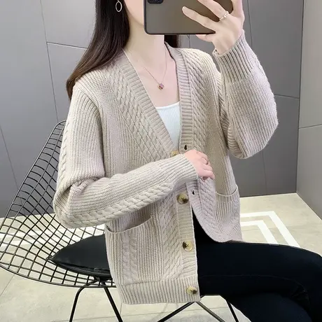 秋装女士毛衣外套2023初秋新款百搭宽松针织衫女开衫春秋装洋气商品大图