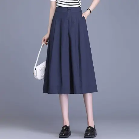 七分裙裤休闲裤女夏季2023新款高腰宽松阔腿裤时尚小个子百搭裤子商品大图