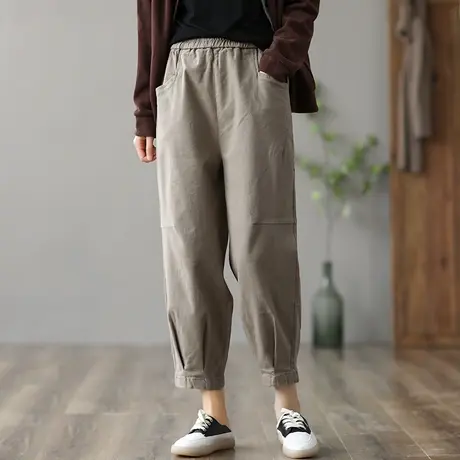 dza 高腰休闲裤子女士九分裤秋季新款宽松阔腿裤百搭直筒裤哈伦裤图片