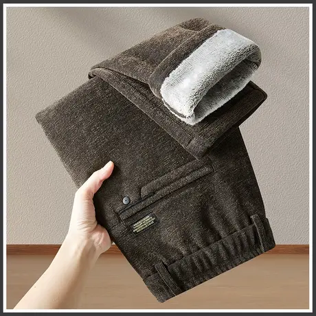 冬天防风休闲裤子冬季2024年新款男士加绒加厚保暖正装西裤秋冬款商品大图