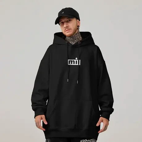 美式复古嘻哈加肥加大码卫衣男装纯棉重磅做旧高街外套加绒春秋季商品大图