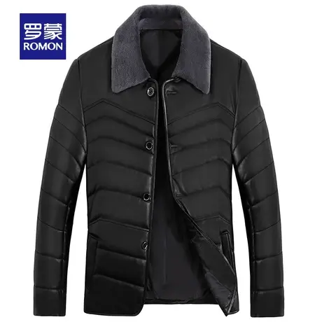 【会员专享】罗蒙青年短款毛领皮衣2023春季时尚外套百搭羽绒服男图片
