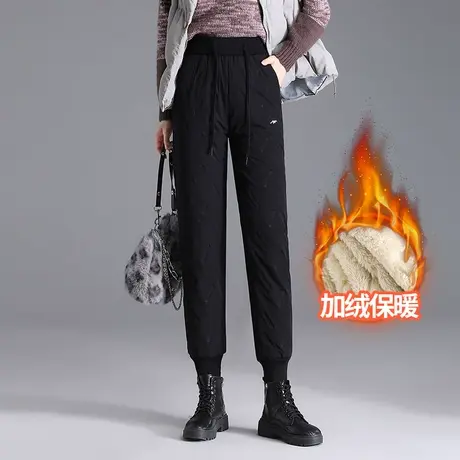 加绒加厚束脚棉裤哈伦裤女2023冬季新款高腰显瘦保暖休闲通勤长裤商品大图