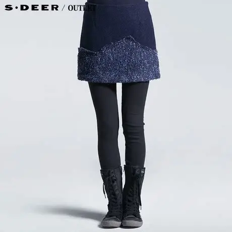 【新品】sdeer圣迪奥专柜正品女冬优雅拼接女士短裙3481307图片