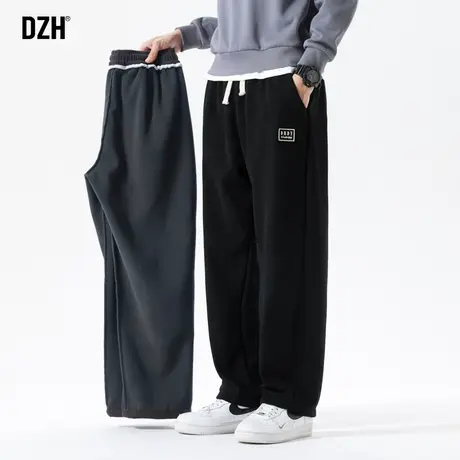 男士黑色加绒直筒裤男秋冬款加厚灯芯绒裤子男款休闲裤加绒裤冬季图片