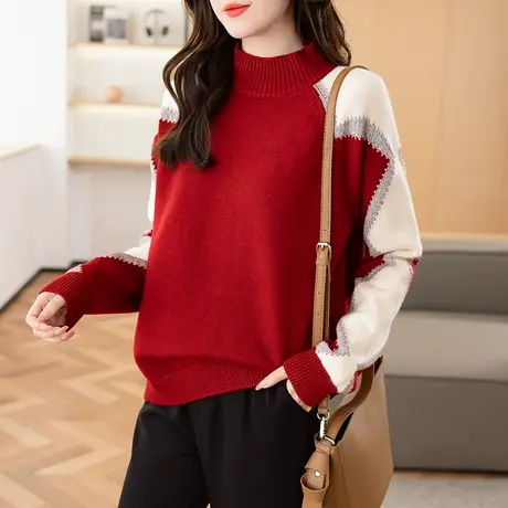 半高领毛衣女秋冬2023新款冬季加厚打底衫女针织上衣宽松外穿内搭图片