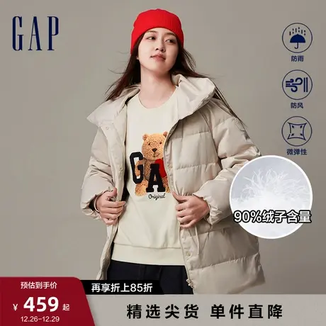Gap女装秋季新款防风雨远红外发热保暖宽松中长收腰羽绒服720900图片