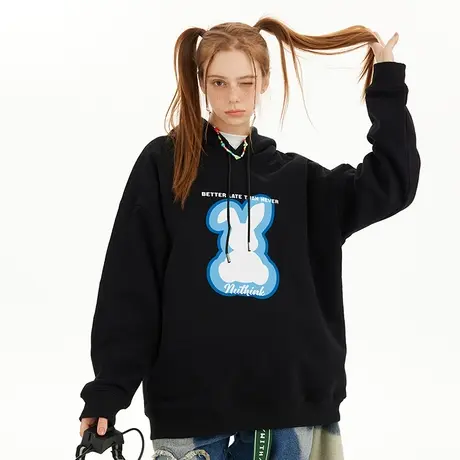 Nuthink潮牌新年款带帽oversize宽松可爱兔年卫衣男冬季大码外套商品大图