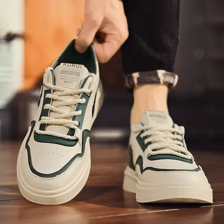 小白男鞋春秋季2024新款青少年百搭休闲板鞋防滑运动厚底增高白鞋商品大图