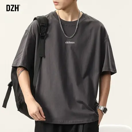 男士重磅圆领t恤男短袖夏季2024年新款男款半袖上衣潮牌男装体恤商品大图