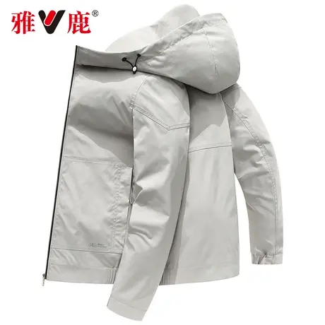 雅鹿夹克男2024年春季新款外套连帽防风商务休闲百搭抗皱春秋上衣商品大图